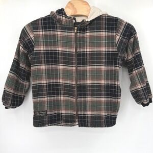 The Vermont Flannel Co Jacket Women S Green Plaid Sherpa Lined Full Zip Hooded